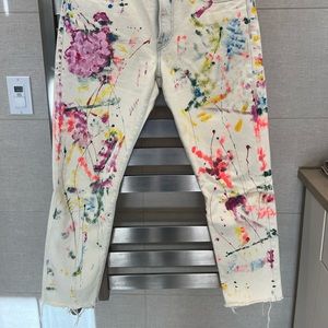 Ralph Lauren limited edition white denim painted jeans